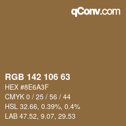 Color code: RGB 142 106 63 | qconv.com