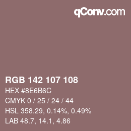 颜色代码: RGB 142 107 108 | qconv.com
