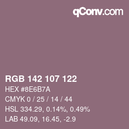 Color code: RGB 142 107 122 | qconv.com