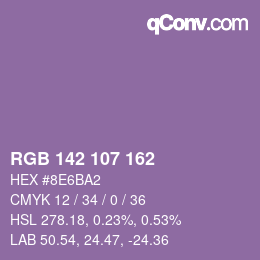 Color code: RGB 142 107 162 | qconv.com