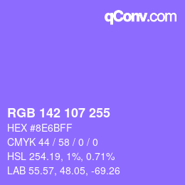 Color code: RGB 142 107 255 | qconv.com