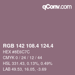 カラーコード: RGB 142 108.4 124.4 | qconv.com