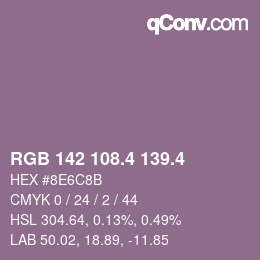 カラーコード: RGB 142 108.4 139.4 | qconv.com