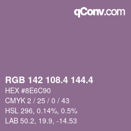 カラーコード: RGB 142 108.4 144.4 | qconv.com