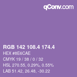 カラーコード: RGB 142 108.4 174.4 | qconv.com