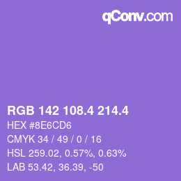 カラーコード: RGB 142 108.4 214.4 | qconv.com