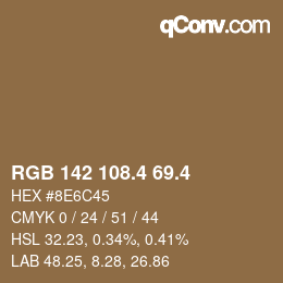 カラーコード: RGB 142 108.4 69.4 | qconv.com