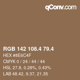 カラーコード: RGB 142 108.4 79.4 | qconv.com