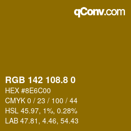 カラーコード: RGB 142 108.8 0 | qconv.com