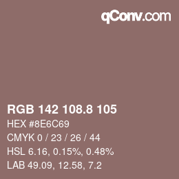カラーコード: RGB 142 108.8 105 | qconv.com