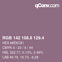 カラーコード: RGB 142 108.8 129.4 | qconv.com
