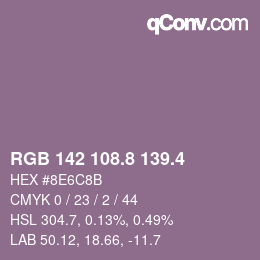 カラーコード: RGB 142 108.8 139.4 | qconv.com