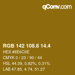 カラーコード: RGB 142 108.8 14.4 | qconv.com