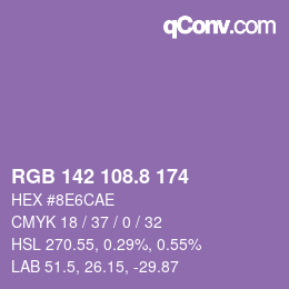 カラーコード: RGB 142 108.8 174 | qconv.com