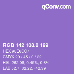 カラーコード: RGB 142 108.8 199 | qconv.com