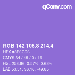 カラーコード: RGB 142 108.8 214.4 | qconv.com