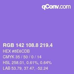 カラーコード: RGB 142 108.8 219.4 | qconv.com