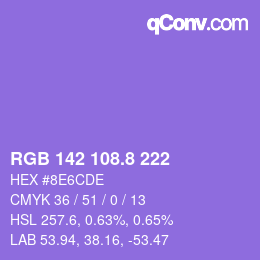 カラーコード: RGB 142 108.8 222 | qconv.com