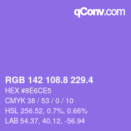 カラーコード: RGB 142 108.8 229.4 | qconv.com