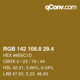 カラーコード: RGB 142 108.8 29.4 | qconv.com