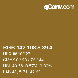 カラーコード: RGB 142 108.8 39.4 | qconv.com