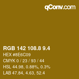 カラーコード: RGB 142 108.8 9.4 | qconv.com