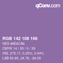 カラーコード: RGB 142 108 166 | qconv.com