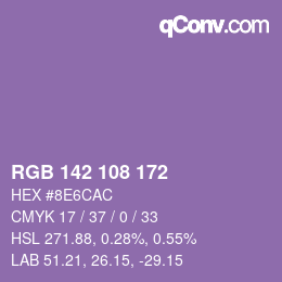 カラーコード: RGB 142 108 172 | qconv.com