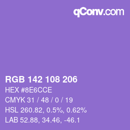 Color code: RGB 142 108 206 | qconv.com