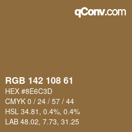 Color code: RGB 142 108 61 | qconv.com