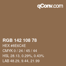 Color code: RGB 142 108 78 | qconv.com