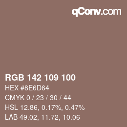 颜色代码: RGB 142 109 100 | qconv.com