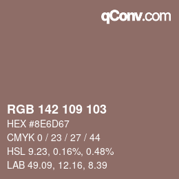 Color code: RGB 142 109 103 | qconv.com
