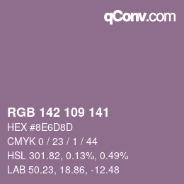 Color code: RGB 142 109 141 | qconv.com