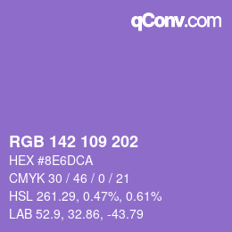 カラーコード: RGB 142 109 202 | qconv.com