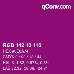 カラーコード: RGB 142 10 116 | qconv.com