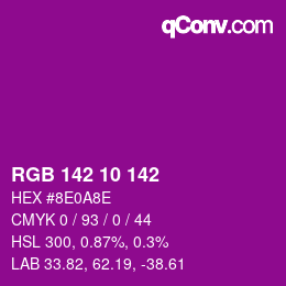 Color code: RGB 142 10 142 | qconv.com
