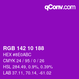 Color code: RGB 142 10 188 | qconv.com