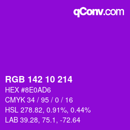 カラーコード: RGB 142 10 214 | qconv.com