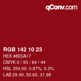 Color code: RGB 142 10 23 | qconv.com