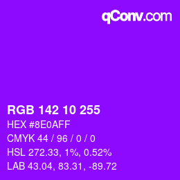 カラーコード: RGB 142 10 255 | qconv.com