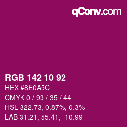 カラーコード: RGB 142 10 92 | qconv.com