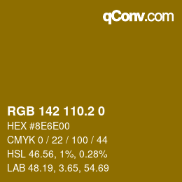 カラーコード: RGB 142 110.2 0 | qconv.com