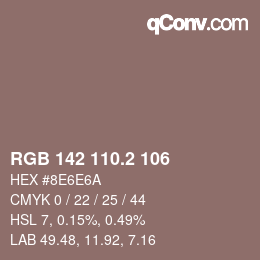 カラーコード: RGB 142 110.2 106 | qconv.com