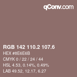 カラーコード: RGB 142 110.2 107.6 | qconv.com