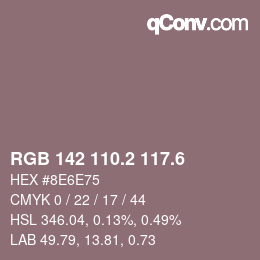 カラーコード: RGB 142 110.2 117.6 | qconv.com