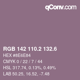 カラーコード: RGB 142 110.2 132.6 | qconv.com