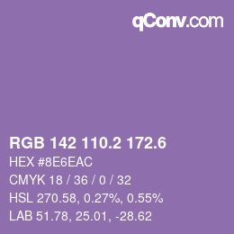 カラーコード: RGB 142 110.2 172.6 | qconv.com