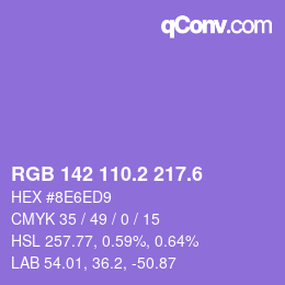 カラーコード: RGB 142 110.2 217.6 | qconv.com