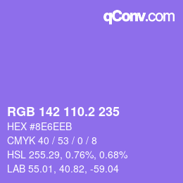 カラーコード: RGB 142 110.2 235 | qconv.com